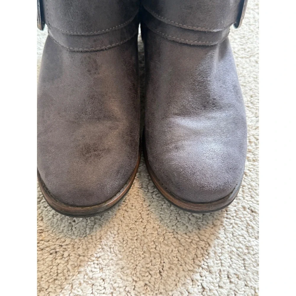 Madeline Gray Slouch Knee-High Boots w/ Buckle Sz 8.5 - Wide Calf-‎ Gently Worn